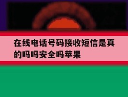 在线电话号码接收短信是真的吗吗安全吗苹果