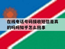 在线电话号码接收短信是真的吗吗知乎怎么回事