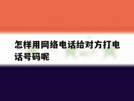 怎样用网络电话给对方打电话号码呢