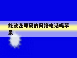 能改变号码的网络电话吗苹果