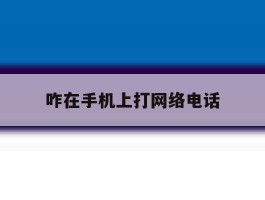 咋在手机上打网络电话