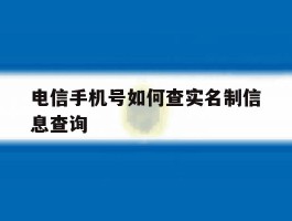 电信手机号如何查实名制信息查询