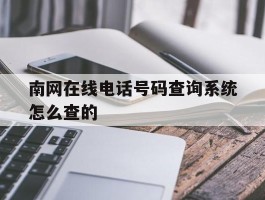南网在线电话号码查询系统怎么查的