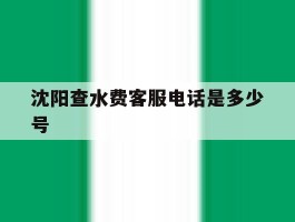 沈阳查水费客服电话是多少号