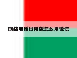 网络电话试用版怎么用微信