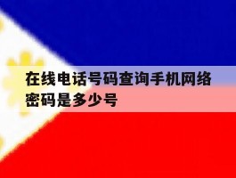 在线电话号码查询手机网络密码是多少号
