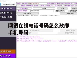 网银在线电话号码怎么改绑手机号码