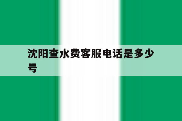 沈阳查水费客服电话是多少号 沈阳查水费客服电话是多少号