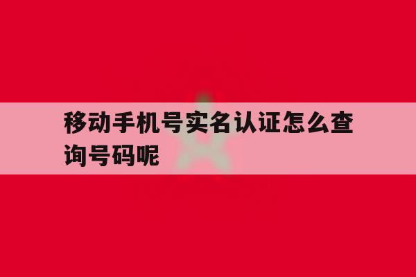 移动手机号实名认证怎么查询号码呢的简单介绍 移动手机号实名认证怎么查询号码呢的简单介绍