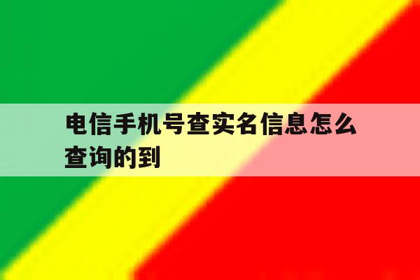 电信手机号查实名信息怎么查询的到的简单介绍 电信手机号查实名信息怎么查询的到的简单介绍