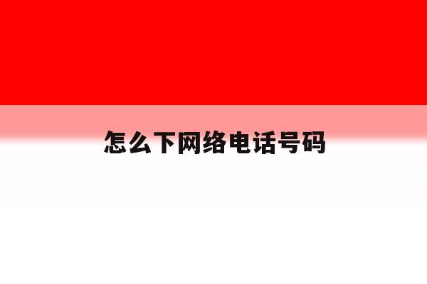 怎么下网络电话号码 怎么下网络电话号码